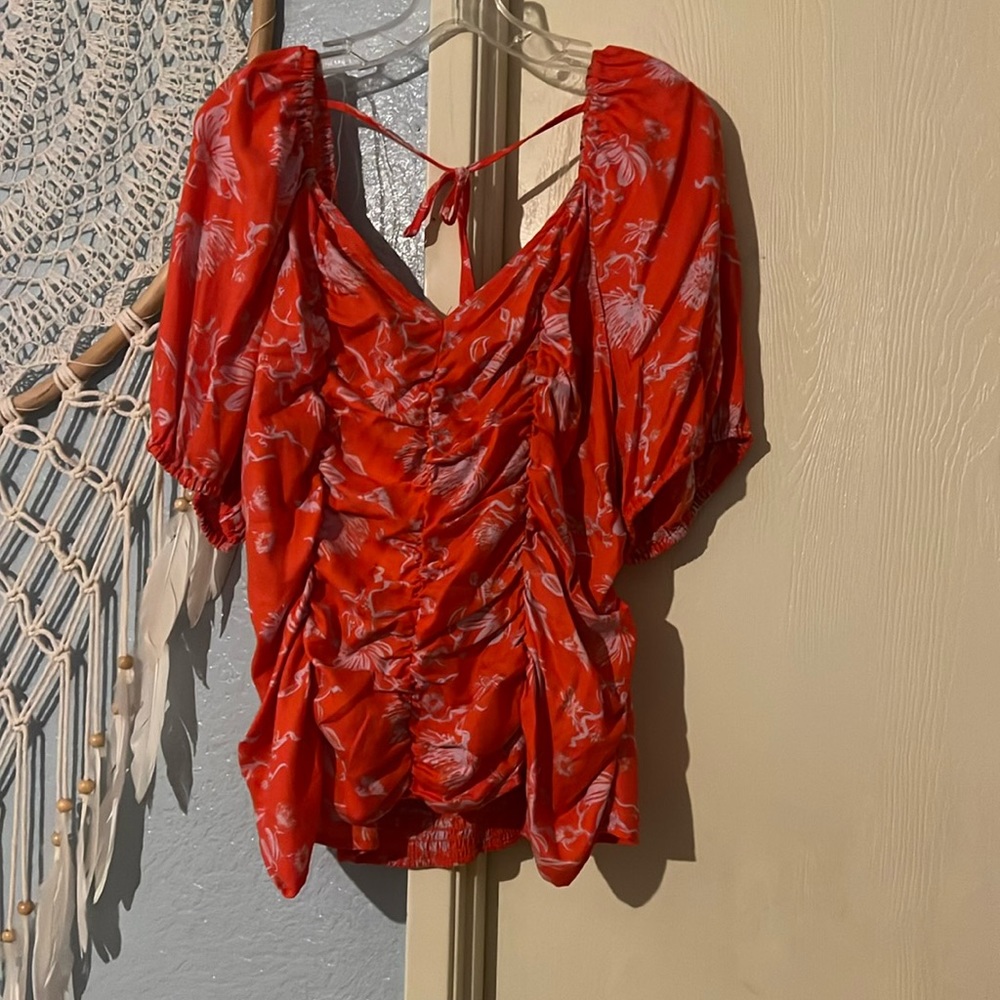 Orange Floral Blouse